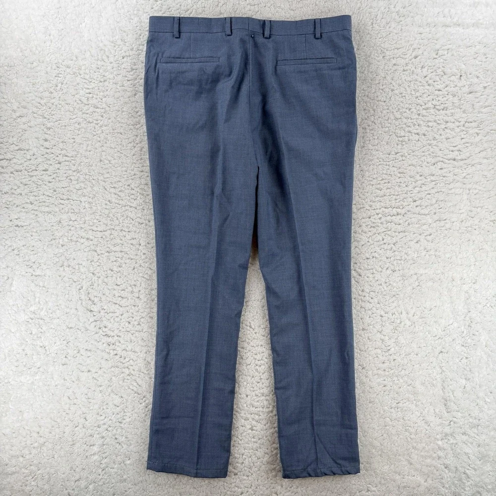 Topman Dress Pants Mens 36x32 Blue Slim Fit Microfiber Business Office Wear